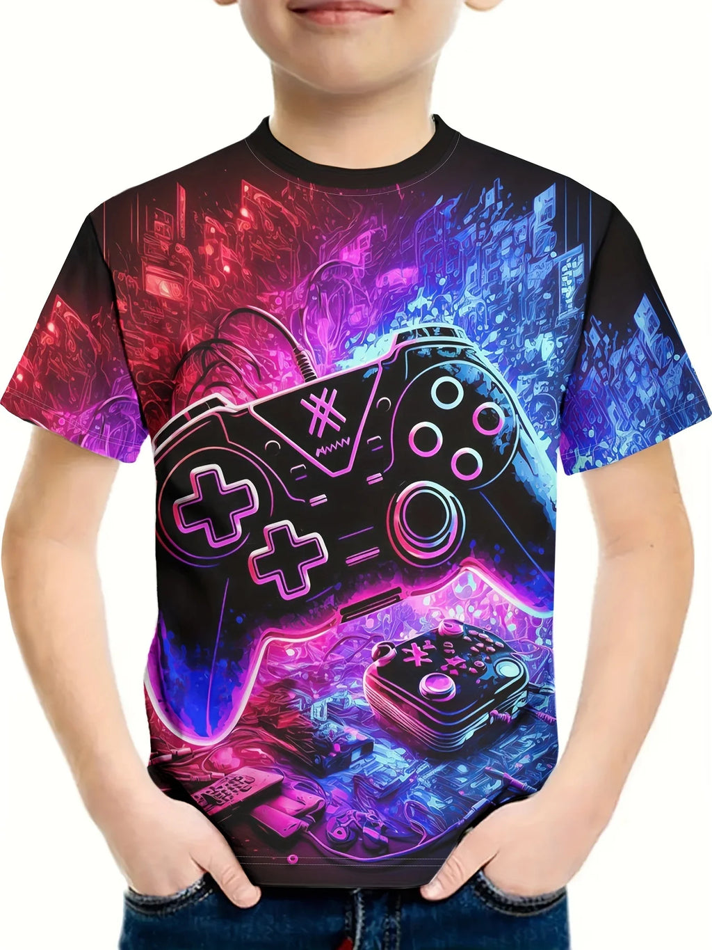 Child T-Shirt Children Top Shirts Cool Game 3D Print Short Sleeve Tee T-Shirt Korean Children's Clothes 2024 Kids Spring Clothes