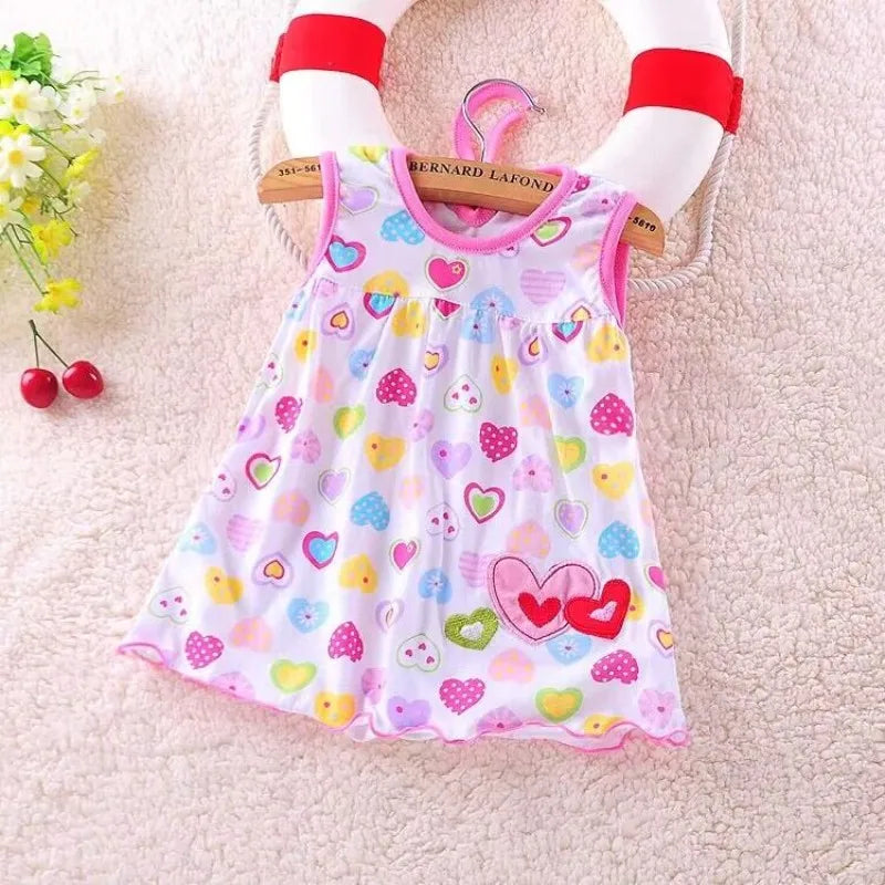 Baby Girl Dresses Girls Infant Cotton Sleeveless Dress Summer Baby Dress Printed +Embroidery