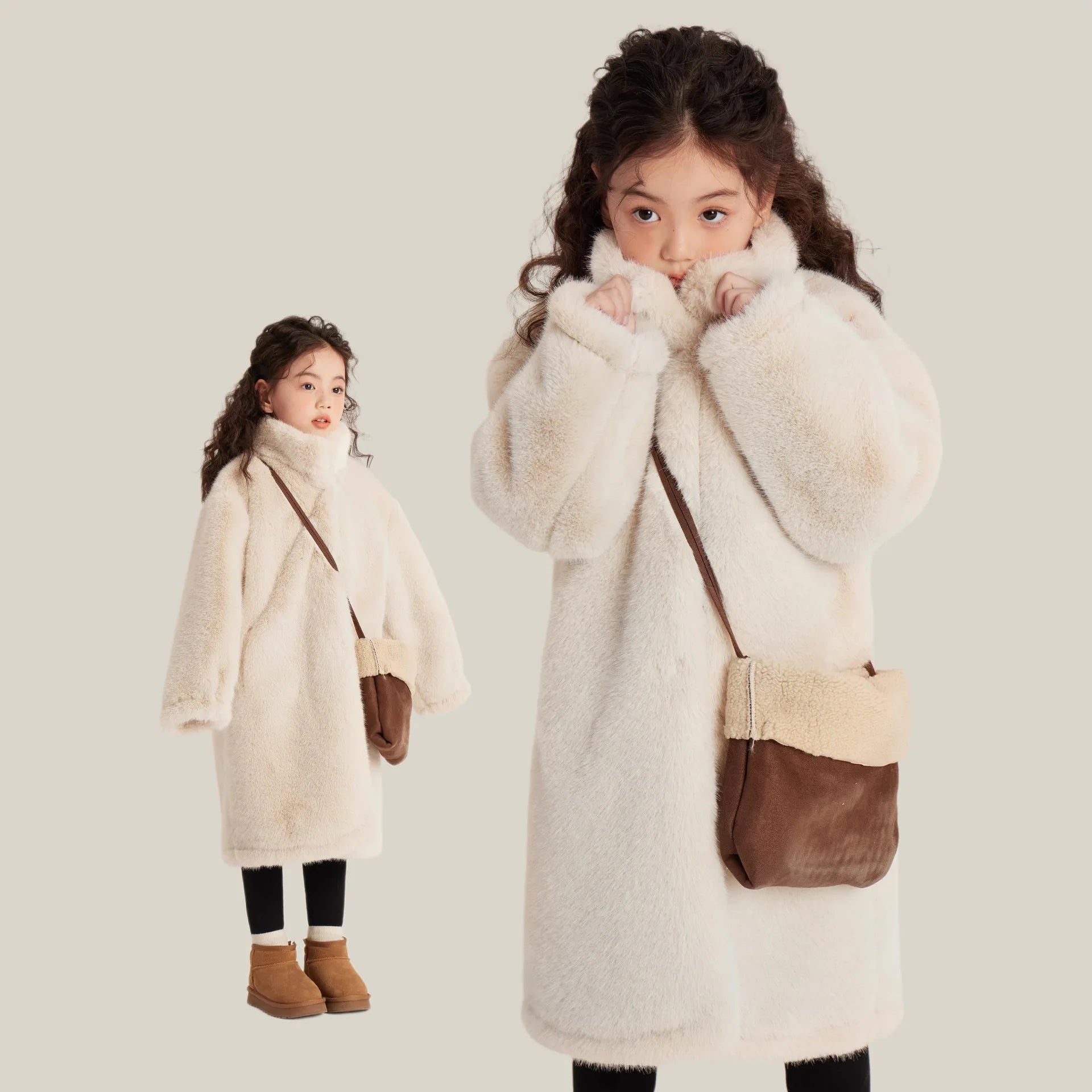 New Teenagers Winter Girls Plush Jacket Solid Color Keep Warm Princess Fur Coat Christmas Gifts 5 6 8 10 12 Years Kids Clothes