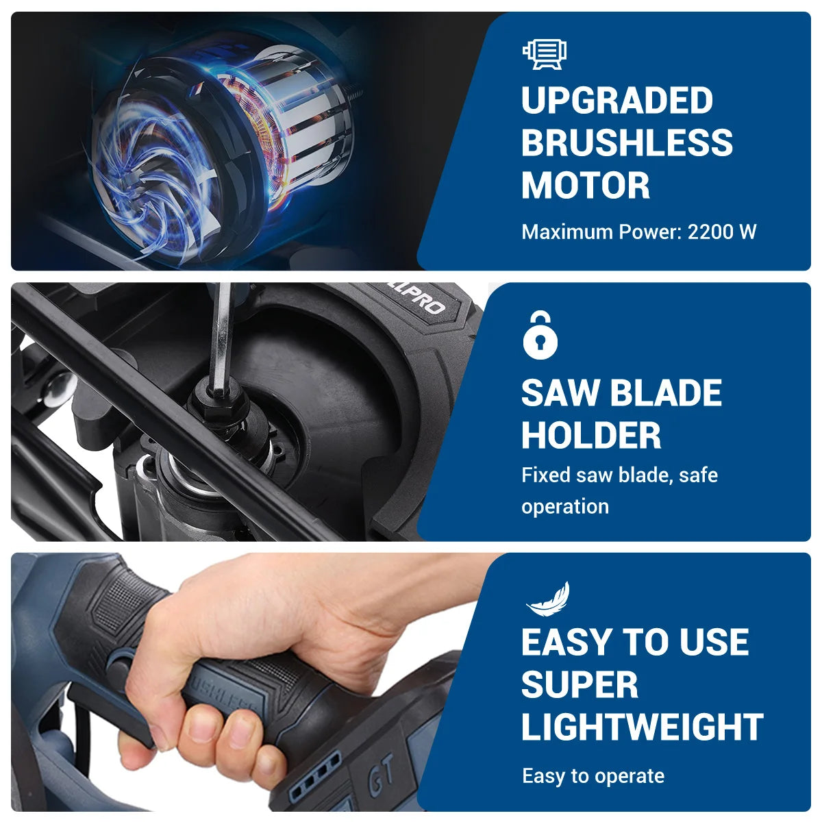 Handheld Brushless Circular Saw 150mm Multifunctional Cutting Tool Cordless Electric Saw Battery Digital Display for Makita 21V
