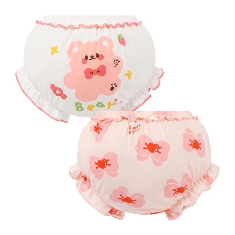 2 Piece/Lot Summer Baby 100% Cotton Shorts Kids Girl Infant Kawaii Cute Cartoon Panties PP Pants 6-24 Months Children Underpants