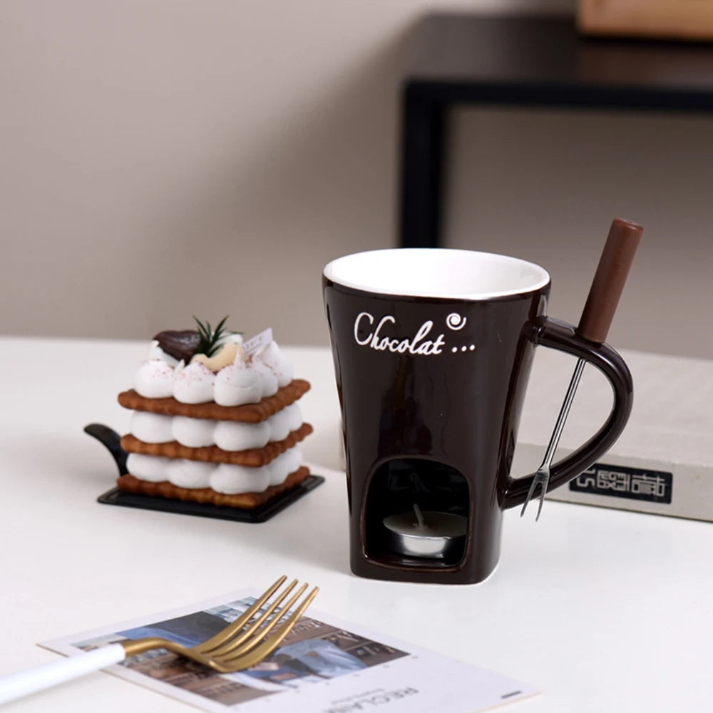 130ML Fondue Mug Chocolate Melting Cup Coffee Cup Butter Melt Pot for Dessert Home Anniversary Birthday Cooking Appliances