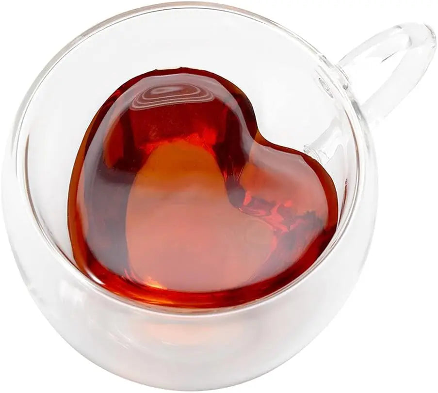 4/2PCS 240/180ML Heart Love Shaped Glass Mug Lovers Cups Double Wall Glass Cup Wine Glasses Tea Mugs Milk Espresso Coffee C