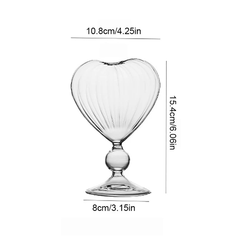 1Pc Creative Lovely Heart-shaped Cup Water Glass With Straw Glass Wine Juice Cup Club Drinkware Container Decoration