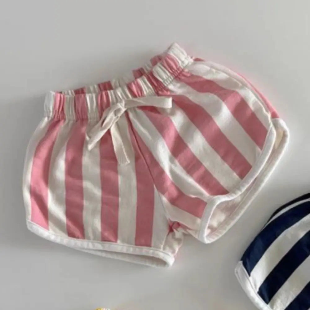 2025 Summer New Baby Cotton Shorts Candy Color Infant Boy Girl Striped Beach Shorts Toddler Casual Versatile Holiday Clothes