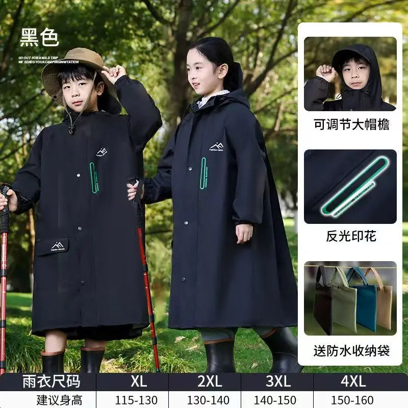 2025 New Children Waterproof Raincoat For Outdoor Camping Tour Long With Schoolbag Poncho For Primary Secondary School Students