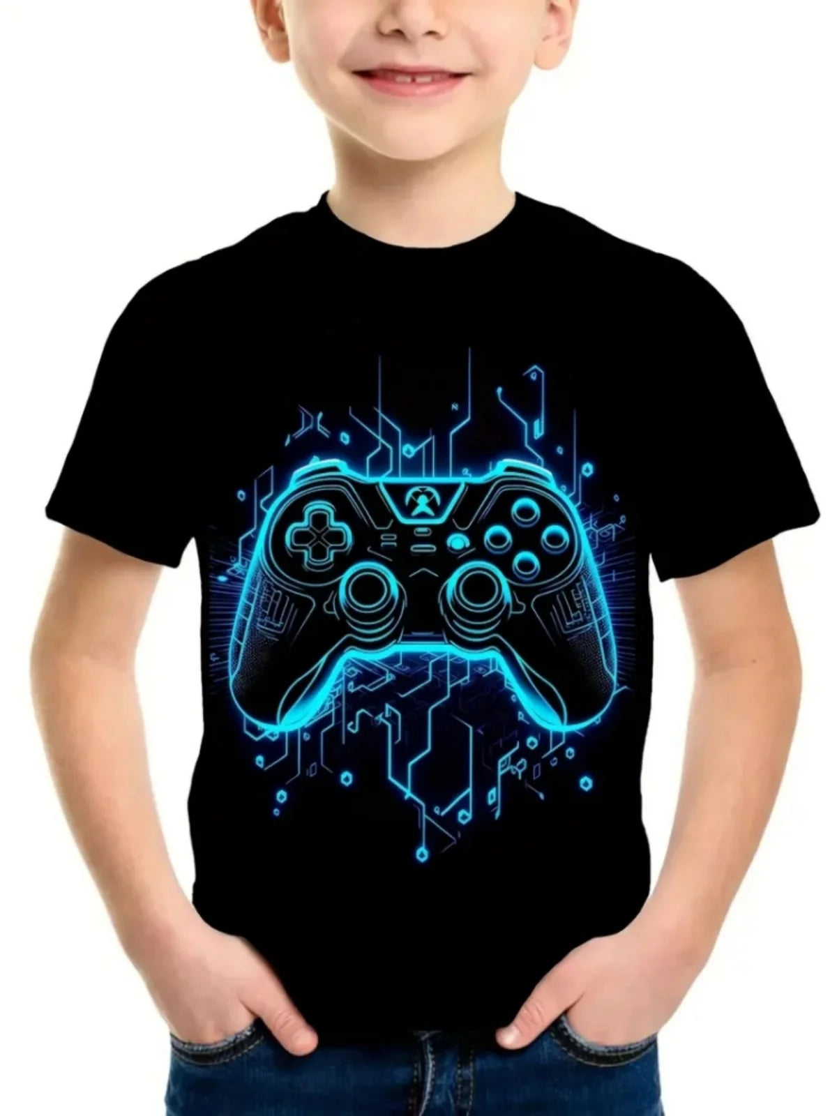 Casual Game Pattern Children's T-Shirt Boy Tops Baby Summer Short Sleeve Clothes Kids 3-12 Years Tees Novelty Children T-Shirt