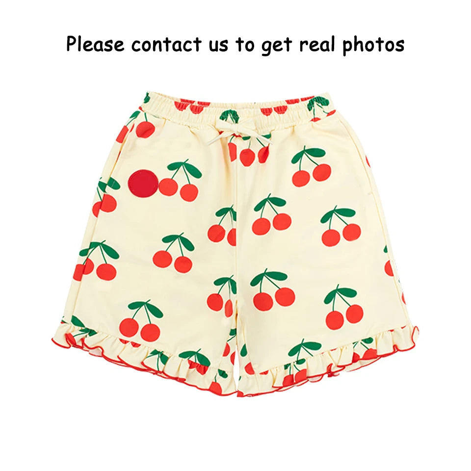 Summer Korean Children Clothes Set Bebe Girls Strawberry Print Vest Tee Boys Cartoon T-shirts Shorts Kid Sweatshirts Tee Pants