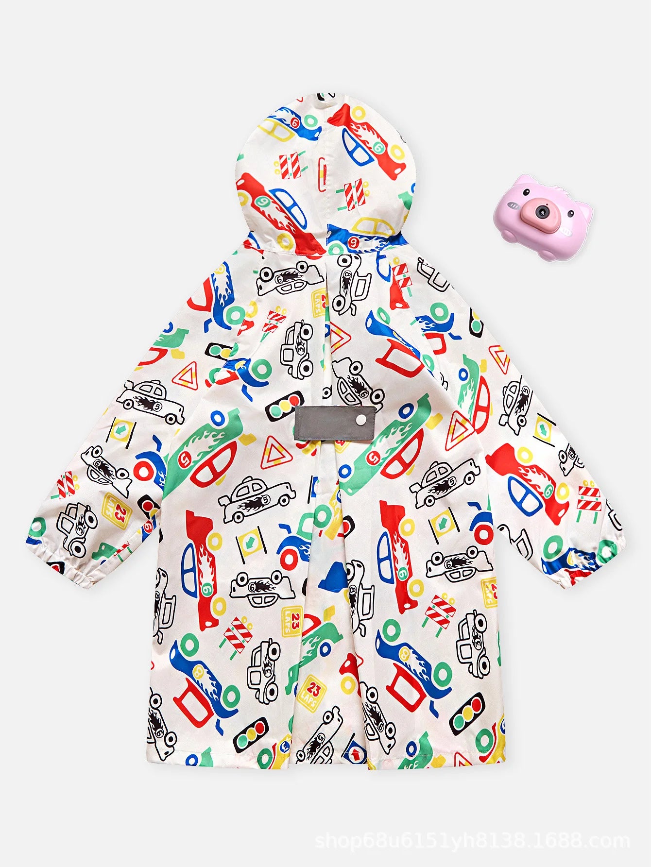 Cute Kids Raincoat - Lightweight &amp; Breathable, Cartoon Car Pattern, Waterproof Children's Rainwear