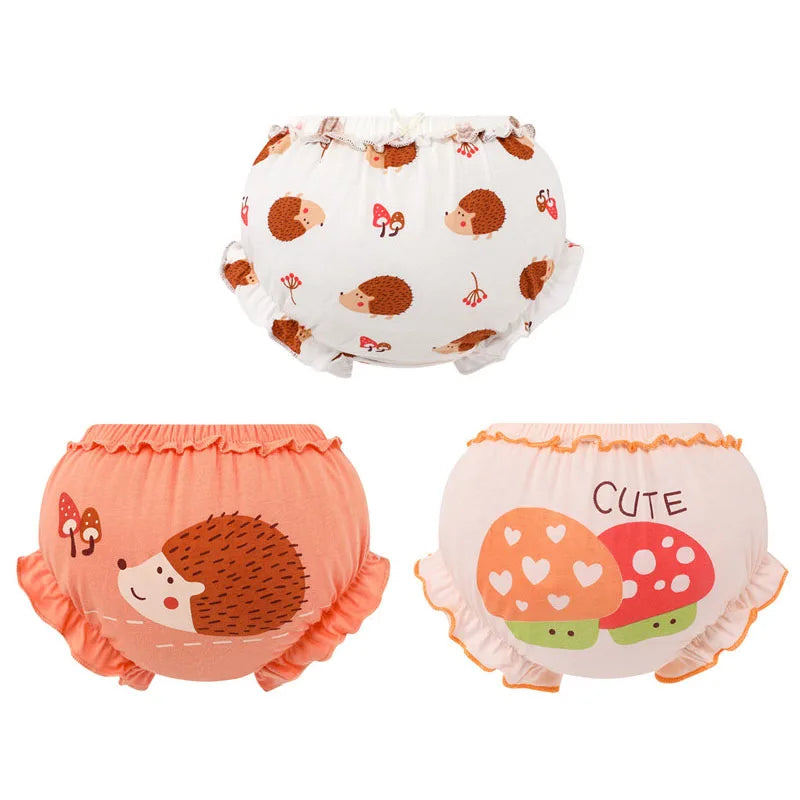 3 Piece/Lot 100%Cotton Baby Girl Panties Kids Infant Newborn Bow Underpants Wear Outside Fashion Shorts For Children Soft Briefs