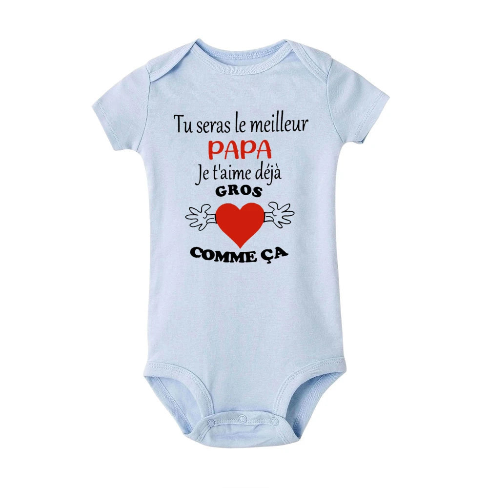You Will Be The Best Dad I Love You Print Newborn Bodysuit French Baby Romper Infant Short Sleeve Jumpsuit Toddler Play Clothes