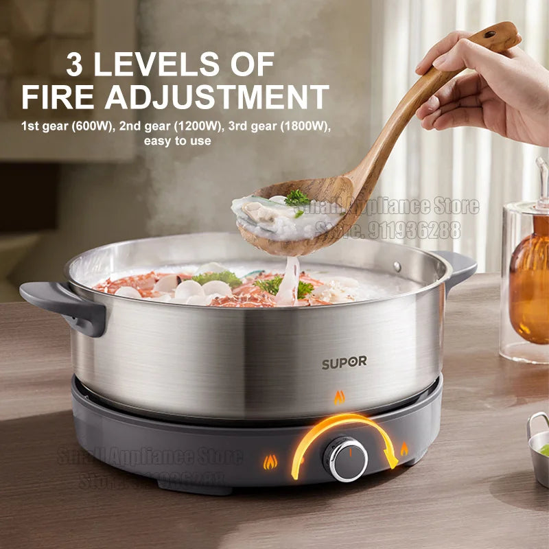 SUPOR 220V Multi Cookers Split Electric Pot 1-7 People Household Stainless Steel Hot Pot Rice Cooker Cooking Appliances H60YK784