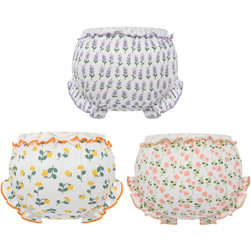 3 Piece/Lot 100%Cotton Baby Girl Panties Kids Infant Newborn Bow Underpants Wear Outside Fashion Shorts For Children Soft Briefs