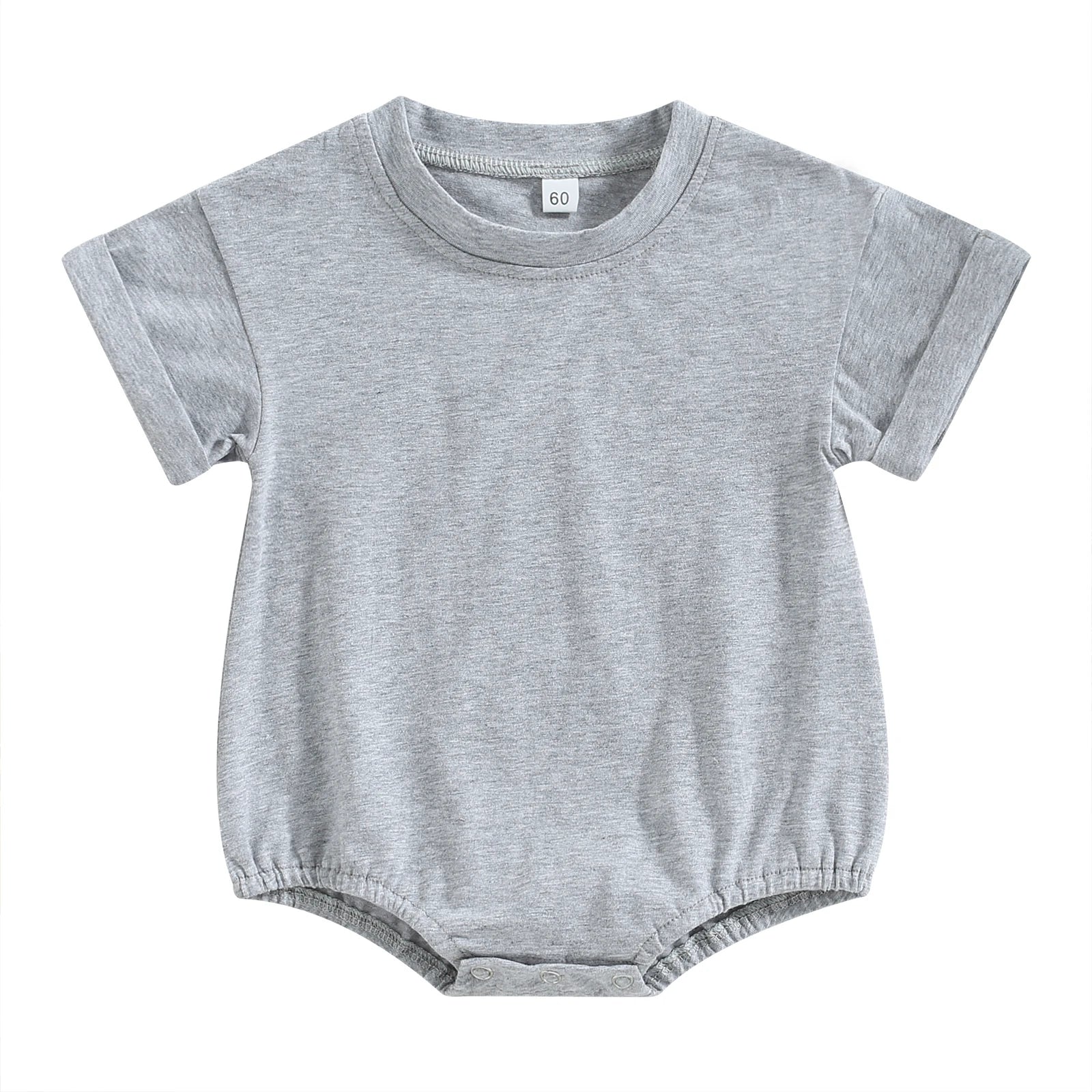 VISgogo Infant Baby Boys Girls Bodysuit Summer Pullover Crewneck Loose Romper Short Sleeve Solid Color Newborn Clothes Outfit