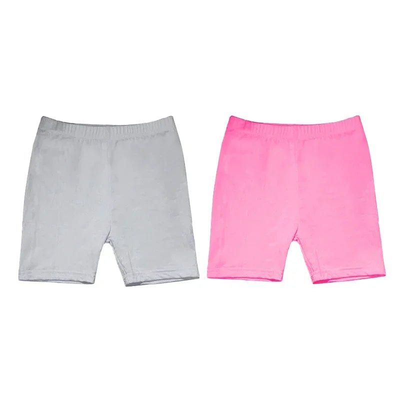 2Pcs Summer Candy Color Underpants Girls Safety Shorts Cotton Leggings Girls' Beach Shorts Are Suitable For Children Ages 2-13