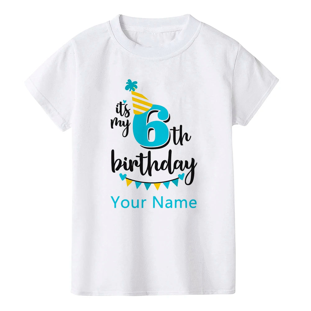 Boy Birthday Number Name Cartoon T Shirt Number 1 2 3 4 5 6 7 8 9 Graphic Kids Clothes Children Birthday T-shirts Funny Gift