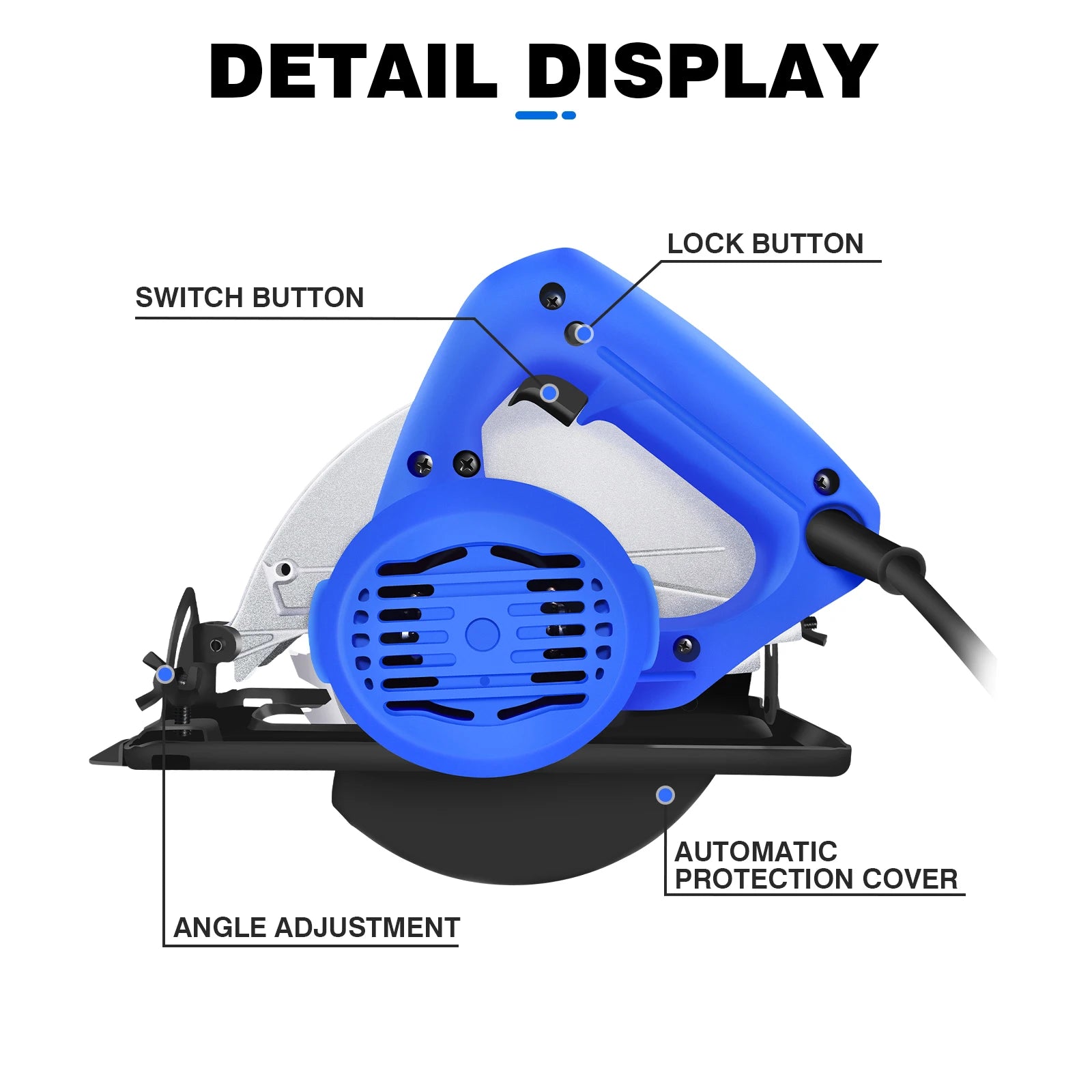 PRO Electric Circular Saw,2000W 7-1/2 Inches(185mm)Adjustable Cutting Depth 5500RPM 0 to 45° Bevel Angle Circular Wood/Metal Saw