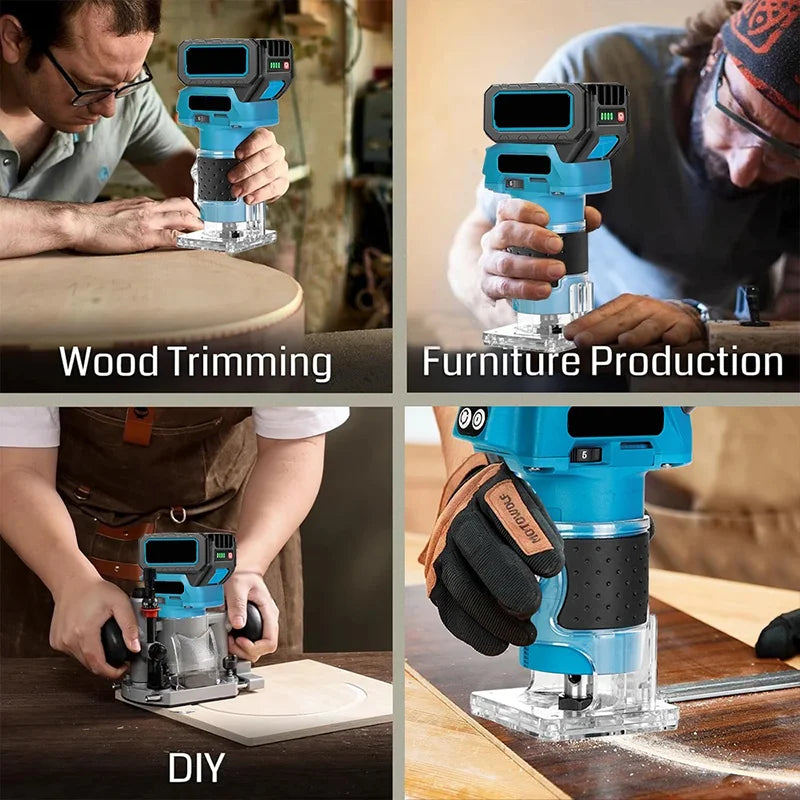 Brushless 5 Speed ​​Wood Router Tool Cordless Milling Engraving Slotting Machine Woodworking Trimming Machine for Makita Battery
