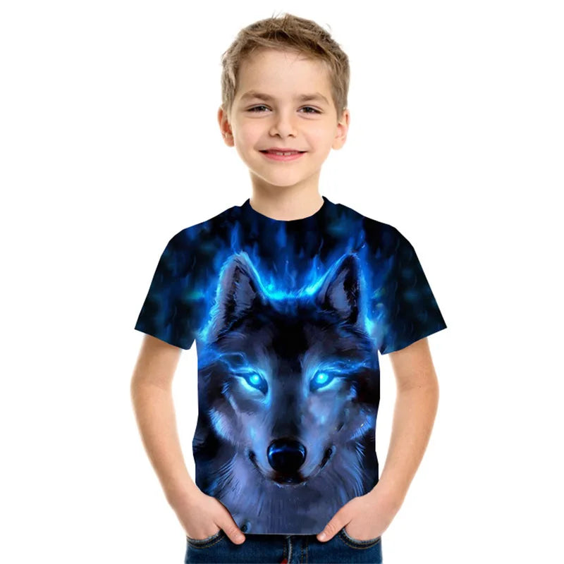 Children's T-Shirt Animal Lion 3D Printed Short Sleeve Tee Fashion Tops Round Neck Kids Clothes T-Shirt for a Boy Girl Clothes