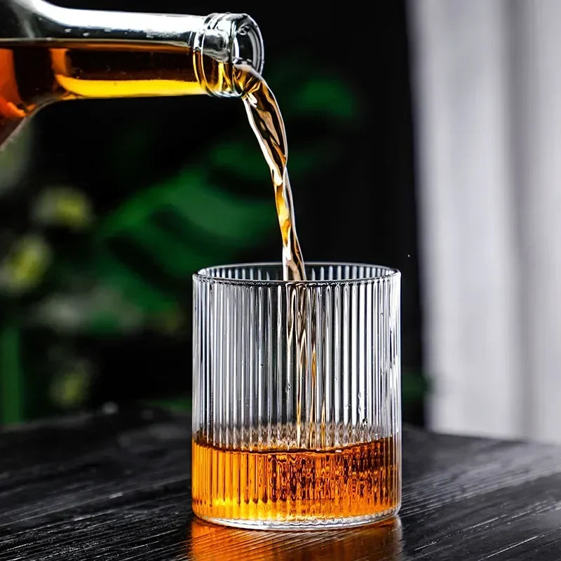 1/2/4/6pcs Vertical Pattern Cup Creative Japanese Glass Wine Juice Drink Coffee Handmade Clear Drinkware Shot Glasses Whiskey