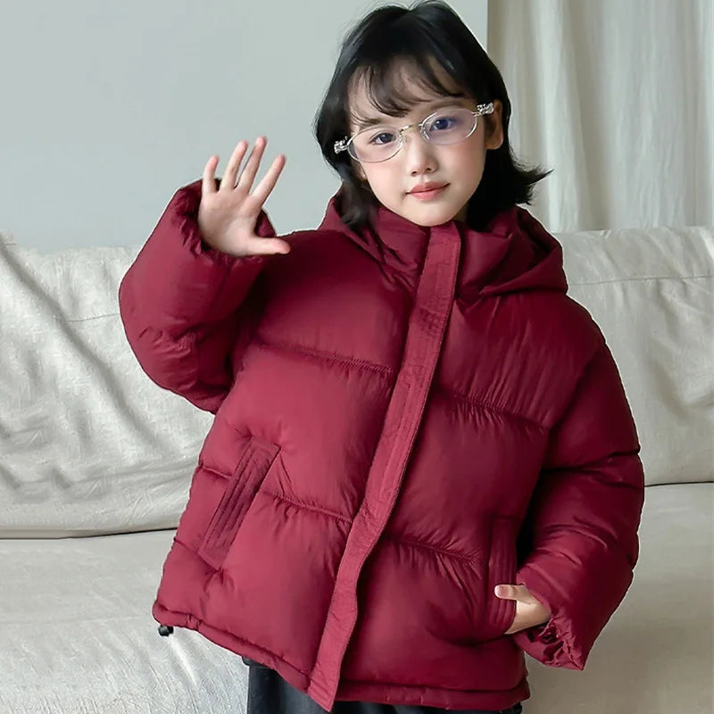 Boys Hooded Down Coats New Teenager Fashion Parkas New Kids Girls Winter Warm Jackets Children Thicken Windproof Outerwear