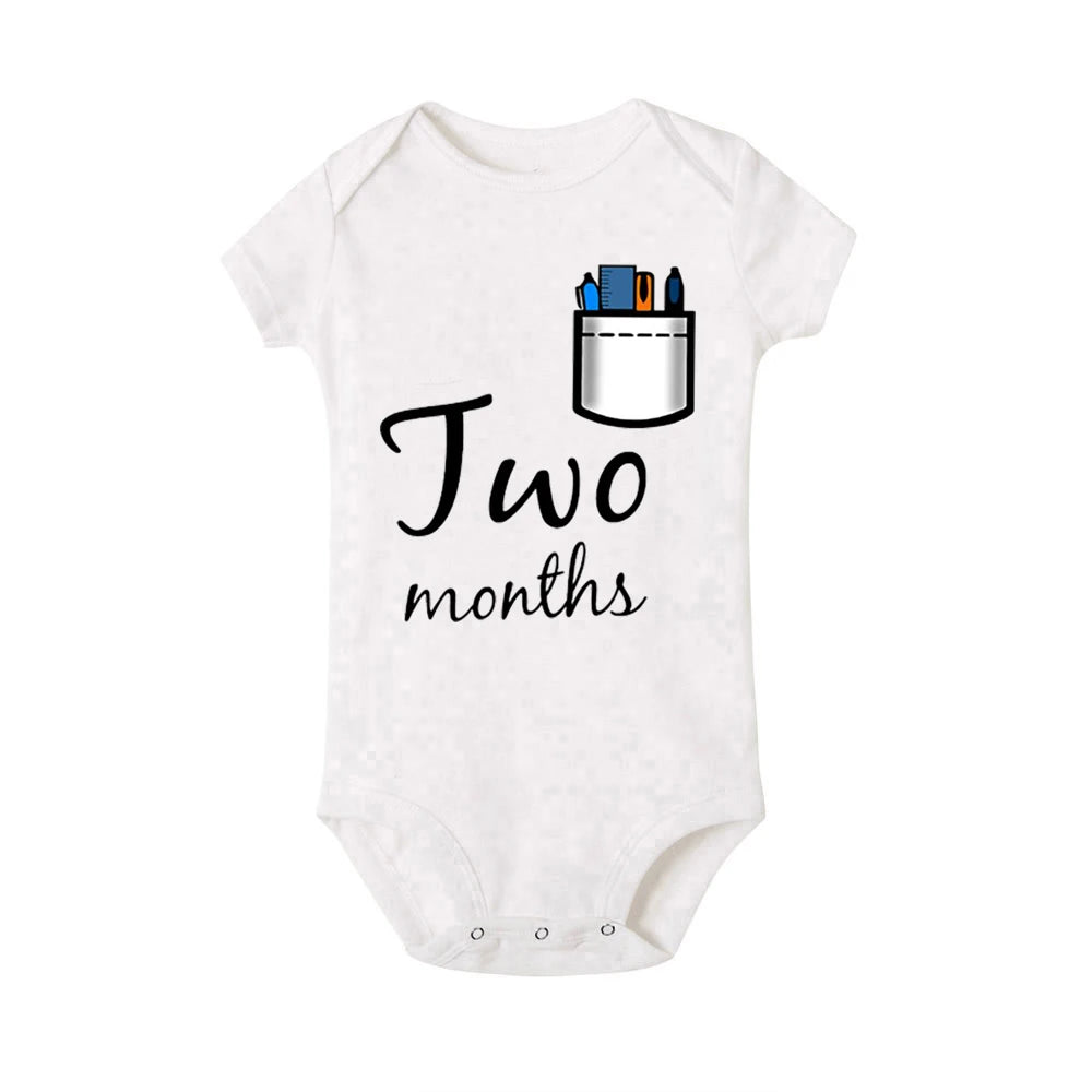 Baby Grow Monthly Milestone Baby Bodysuit 1-12 Month Newborn Romper Photography Prop Outfit Toddler Clothes Infant Shower Gift