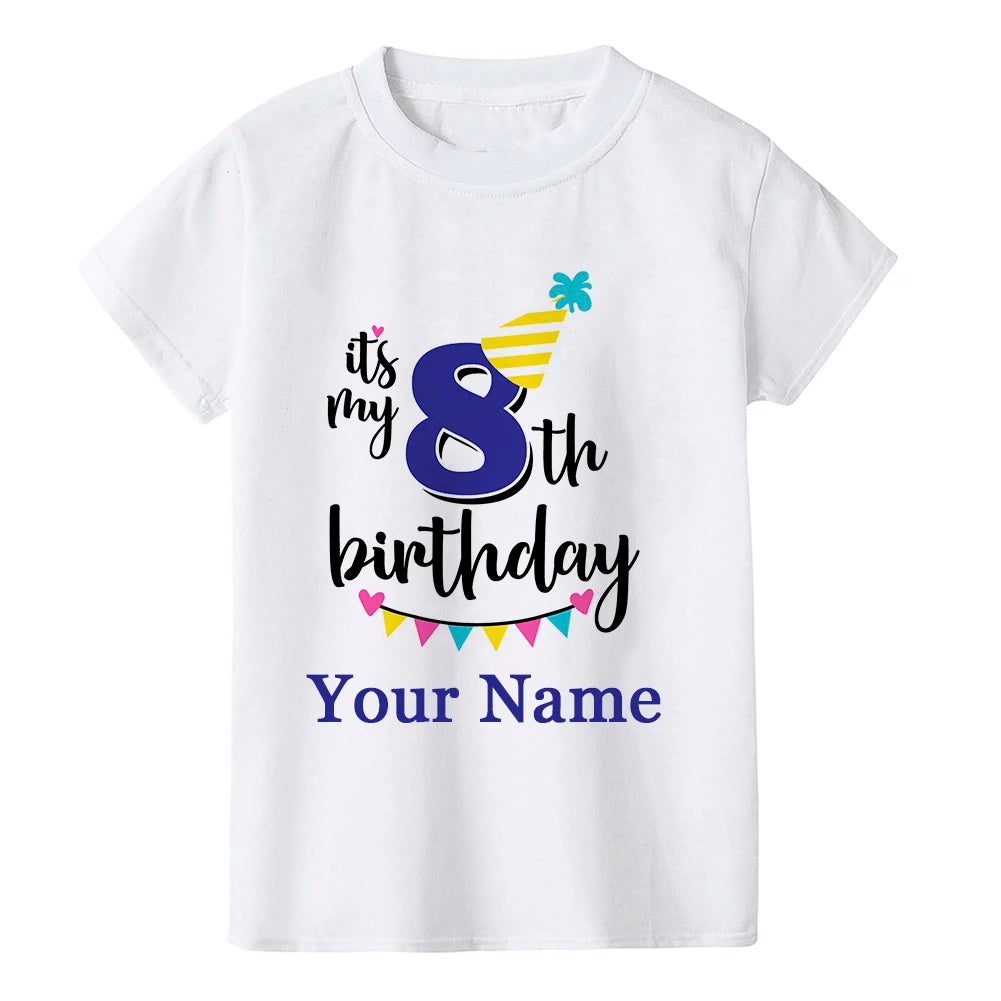 Boy Birthday Number Name Cartoon T Shirt Number 1 2 3 4 5 6 7 8 9 Graphic Kids Clothes Children Birthday T-shirts Funny Gift