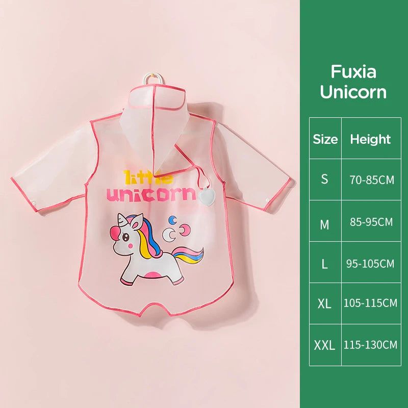 Children's Raincoat, Boys and Girls Transparent Poncho, Waterproof Kindergarten Rainwear, Kids' EVA Raincoat with Storage Bag