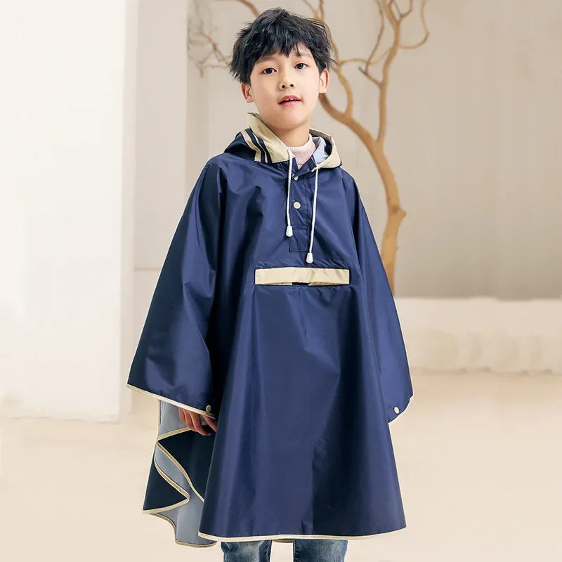 Children's raincoat, cloak style school bag, advanced Korean version, primary school children's poncho, electric car raincoat.