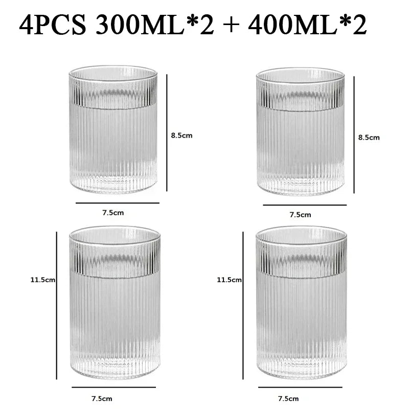 1/2/4/6pcs Vertical Pattern Cup Creative Japanese Glass Wine Juice Drink Coffee Handmade Clear Drinkware Shot Glasses Whiskey