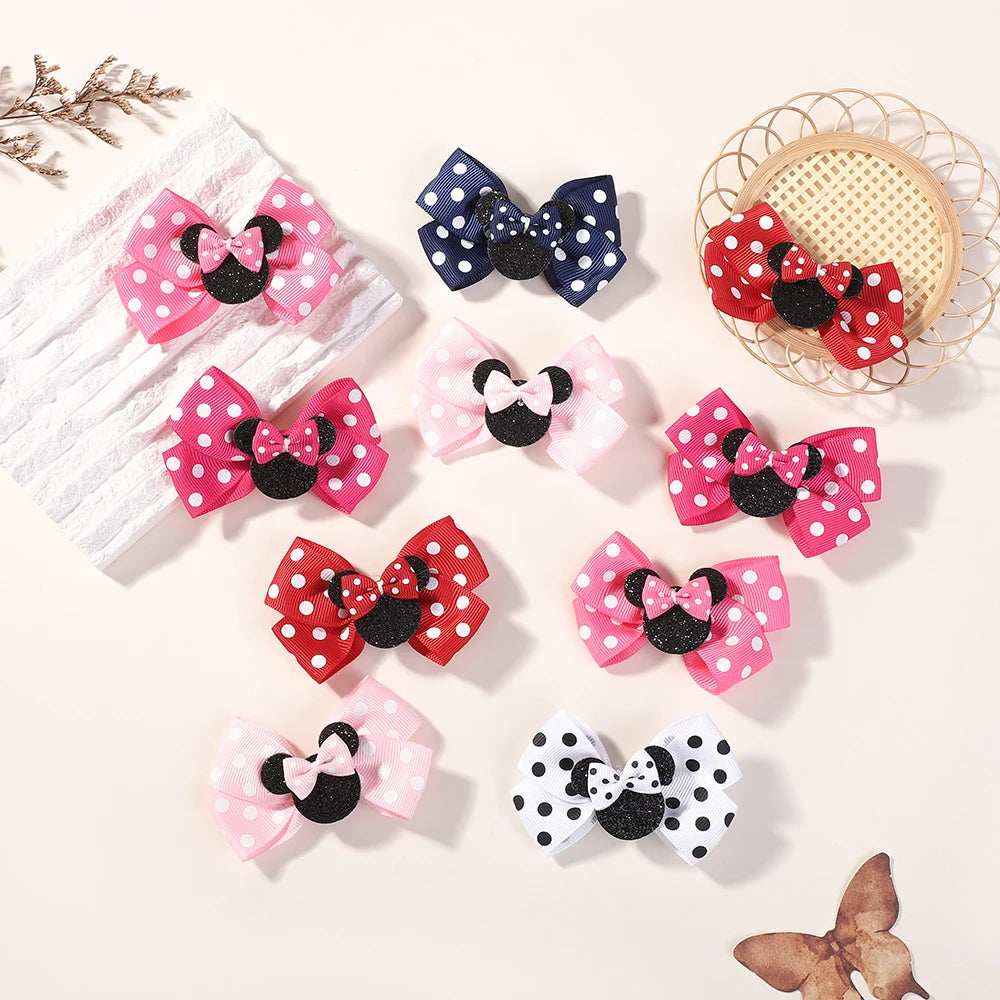 4Pcs/lot Baby Girl Lovely Polka Dot Bow Hair Clips for Hair kids Cartoon Hairpins Boutique Dress Hair Accessories Gift Set