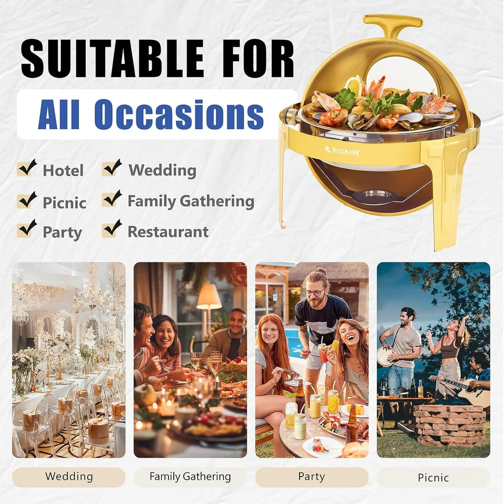 ROOMARK 9QT Chafing Dish Buffet Set , High Grade Stainless Steel Catering Warmer Complete set with Thick Frame for Party Wedding