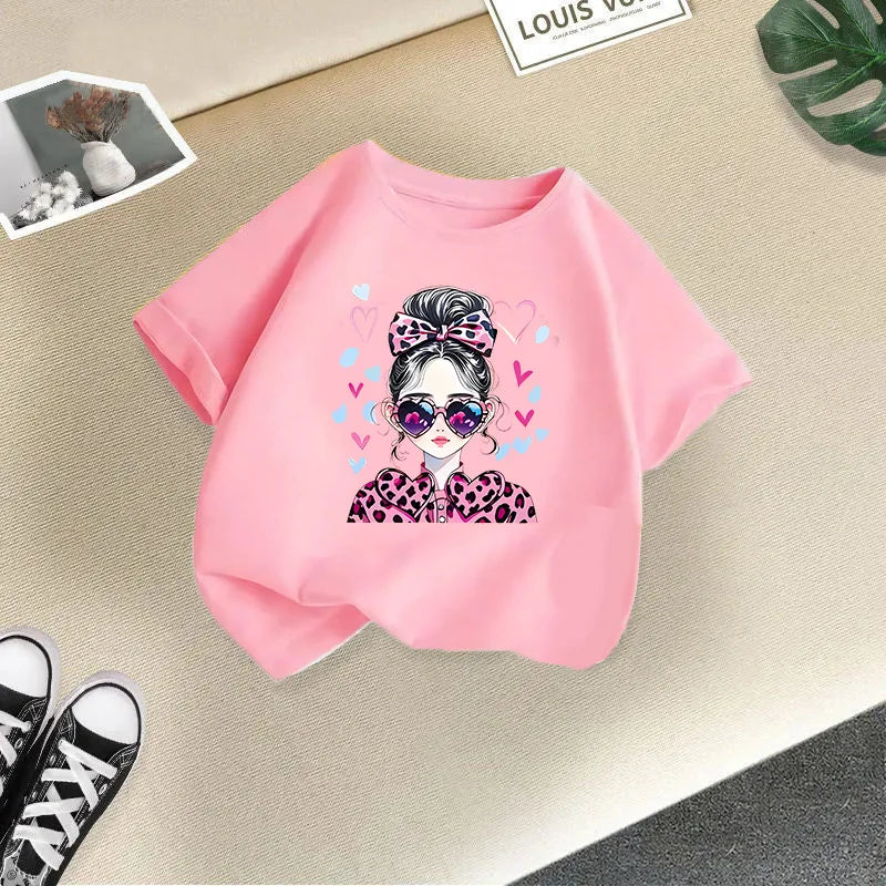 Girls Short-sleeved Children's T-shirt Summer New Style Casual Children's Top Girls Summer Fashion Kids Clothes