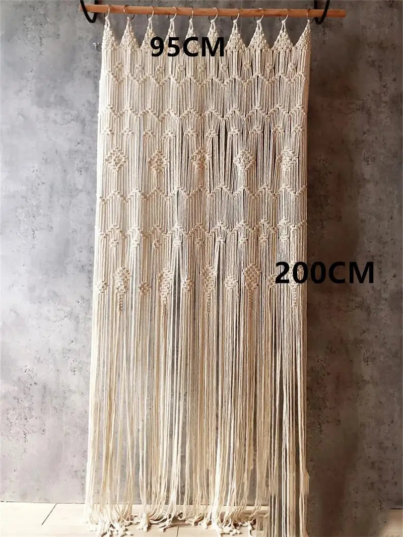 Hand-woven Macrame Cotton Door Curtain Tapestry Wall Hanging Art Tapestry Boho Decoration Bohemia Wedding Backdrop Tapestry