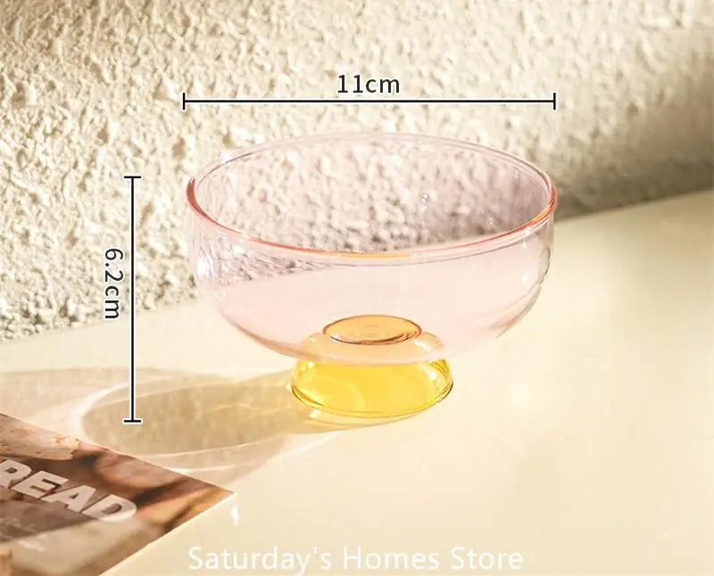 Round Bowl Goblet Dessert Glass Mug S-shaped Cup Stem Ice Cream Bowl Cup Milkshake Dessert Cup Colored Borosilicate Glass