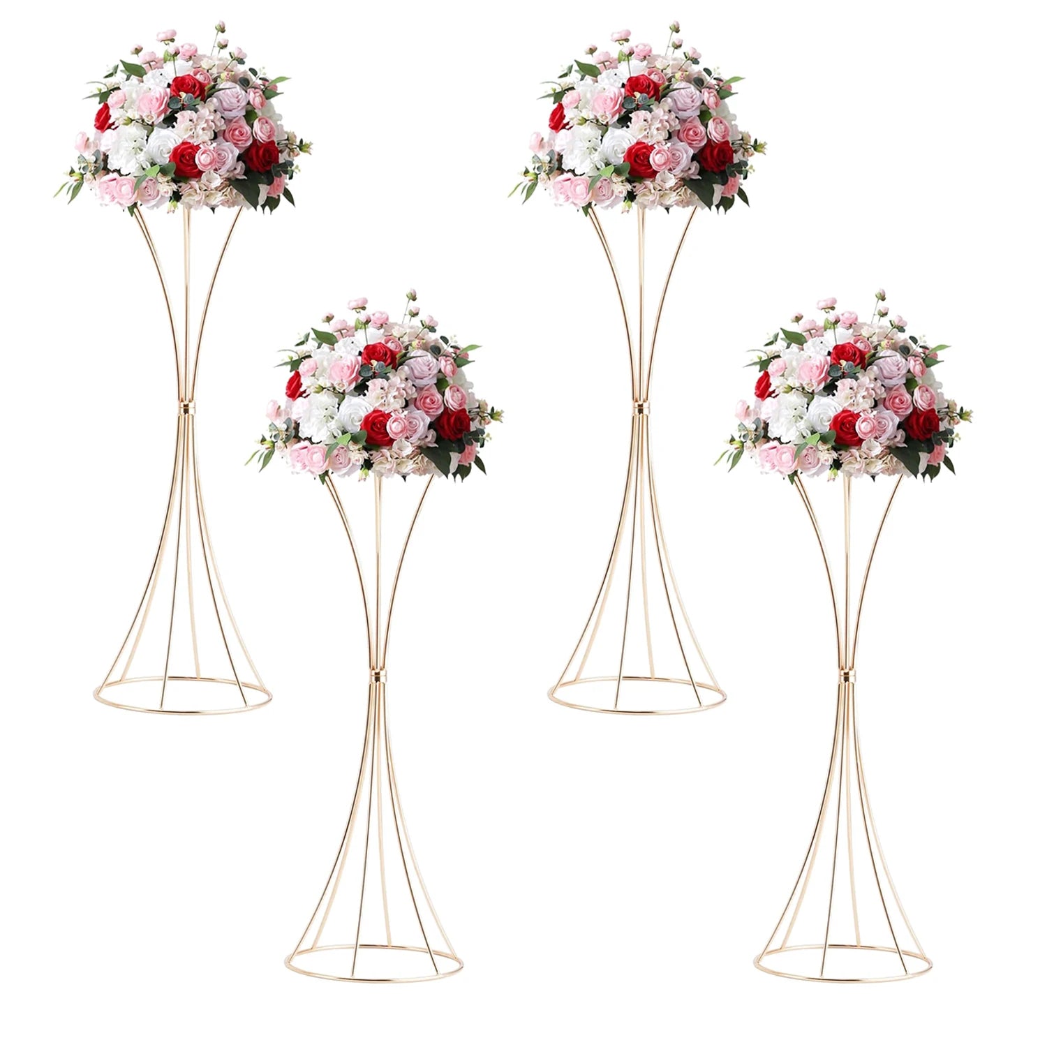 2-10Pcs Gold Vases 18inch Table Centerpieces Metal Trumpet Flower Stand Road Lead for Wedding Party Christmas Home Decoration