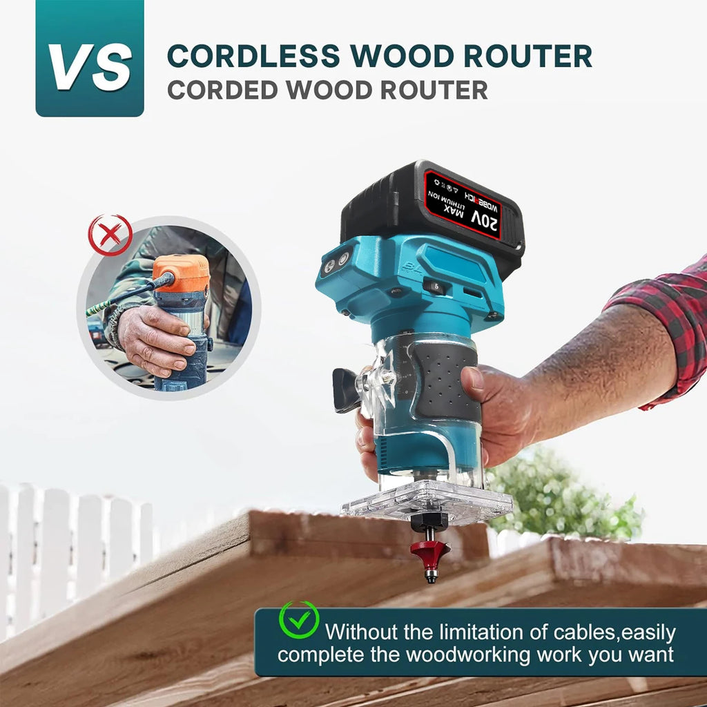 Brushless Cordless Milling Engraving Slotting Machine Speed ​​Adjustment Woodworking Trimming Machine Wood Router Tool for Makita