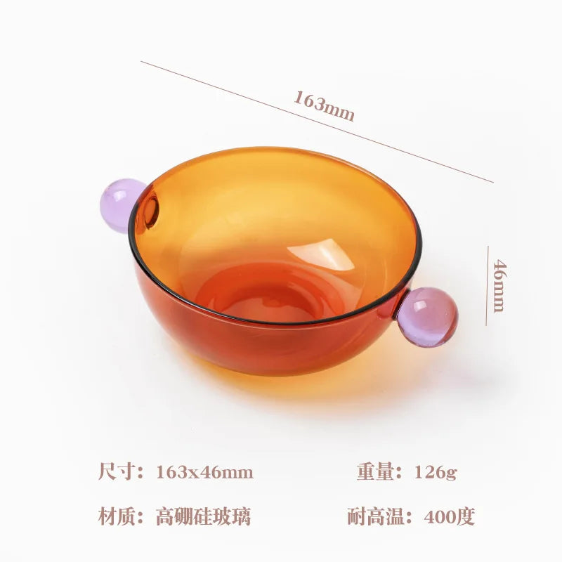 Round Bowl Goblet Dessert Glass Mug S-shaped Cup Stem Ice Cream Bowl Cup Milkshake Dessert Cup Colored Borosilicate Glass