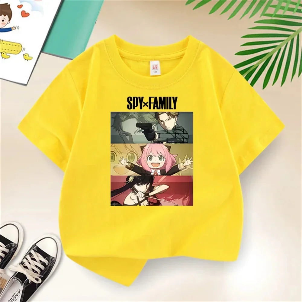 Kids Tshirt Girls Boys Summer Spy X Family Anya Tops Cartoon Printed Casual Short Sleeve Kids Baby T-shirt Children Clothes