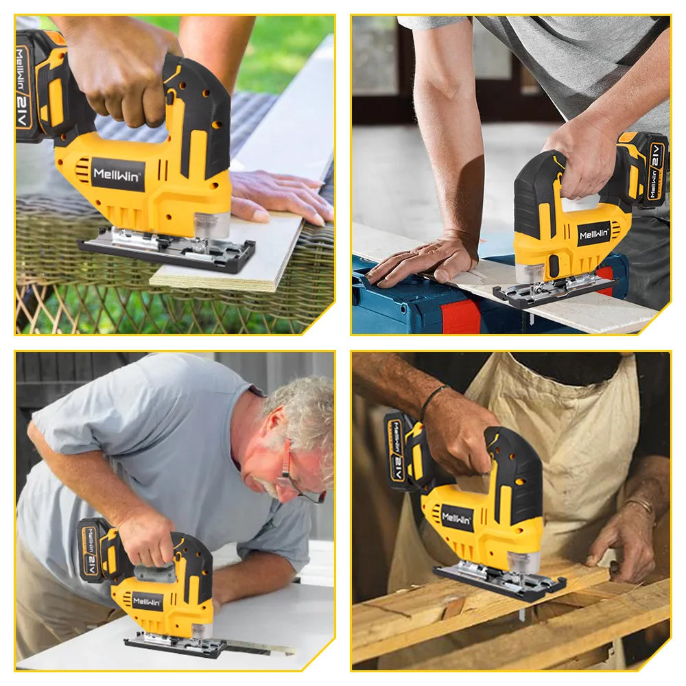 MELLWIN 3500RPM Electric JigSaw 31 With Blade Wireless Curve Saw Multi-function Woodworking Tool For Makita 18V Battery Pin