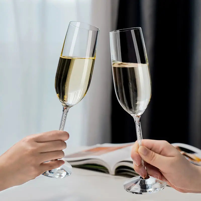 European Diamond Crystal Champagne Cup Set High Beauty Handmade High Foot Cup Bubble Mug Household Wine Set Couple Pair Cups