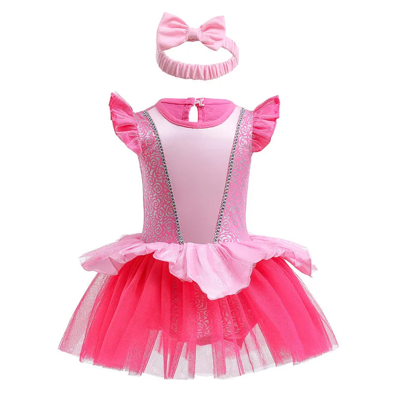 Baby Romper TUTU Dress With Headband Infant Baby Princess Girl Clothes Size 3-18M Cute Design Baby Dress Party Costumes