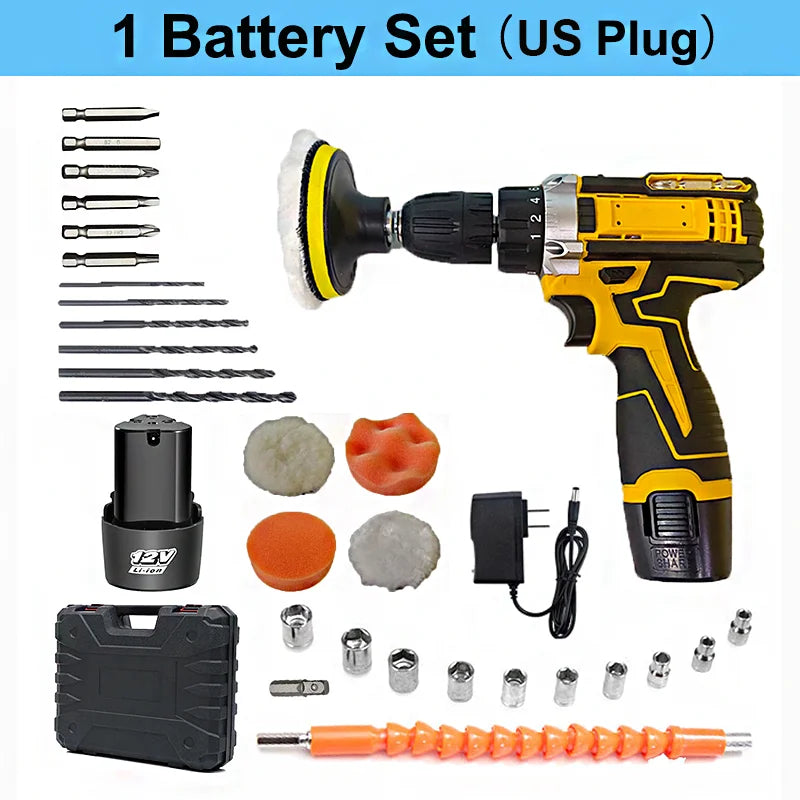 Lithium Electric Drill, Electric Screwdriver, Hand Electric Drill, Electric Tool Set, Multifunctional Accessory Box Packaging