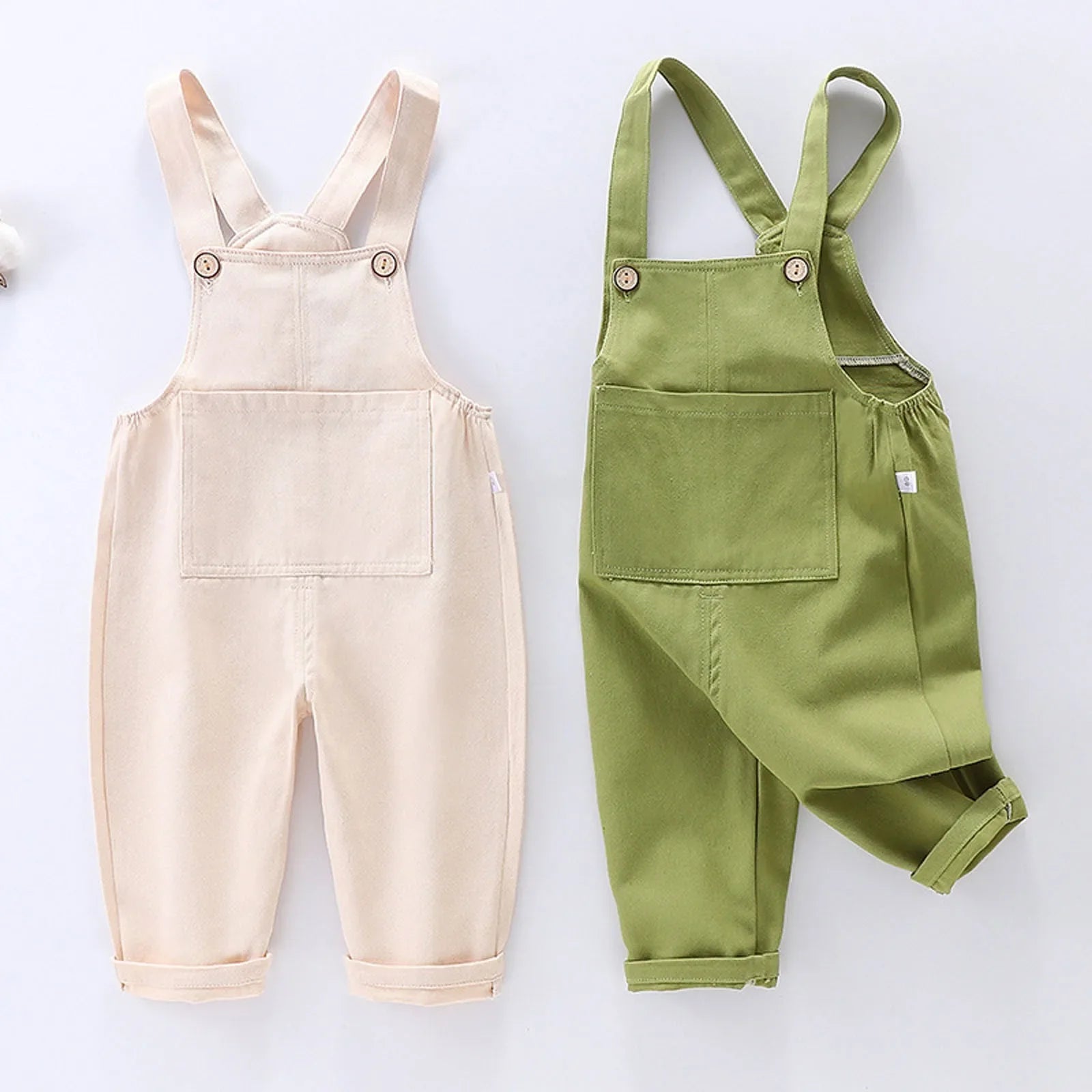 Children Overalls Cotton Thin Suspenders Pants Baby Girls Boys Denim Pants Contrast Casual Loose Girls Overalls Kids Jumpsuits