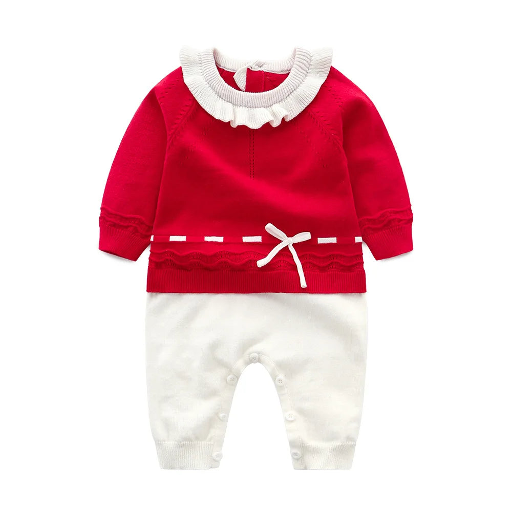 Spring New Toddler Baby Girl Knitting Romper+Hat Floral Embroidery Romper Long Sleeve Autumn Infant Baby Girls Knitting Jumpsuit