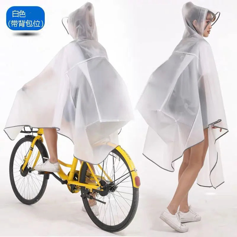 EVA Raincoat For Bicycle Cycling Poncho Bagpack Design Adult Rainwear Transparent Reflective Strip Wind-resistant Raincoat