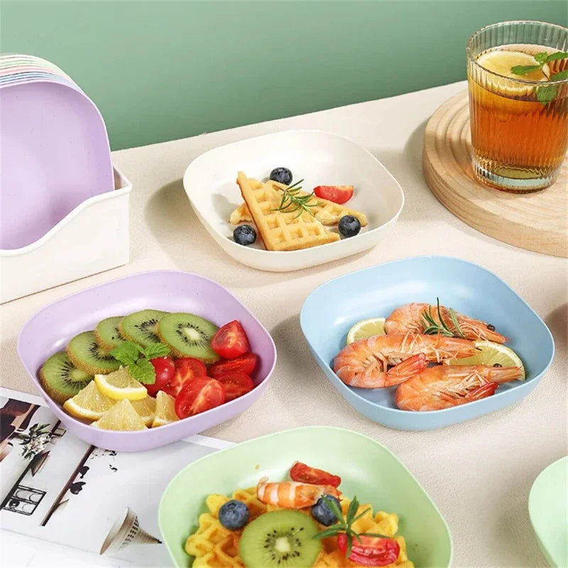 10pcs Multi-function Spit Bone Dish Food Grade Plastic Round Square Set Dining Table Garbage Plate Household Snack Fruit Plate