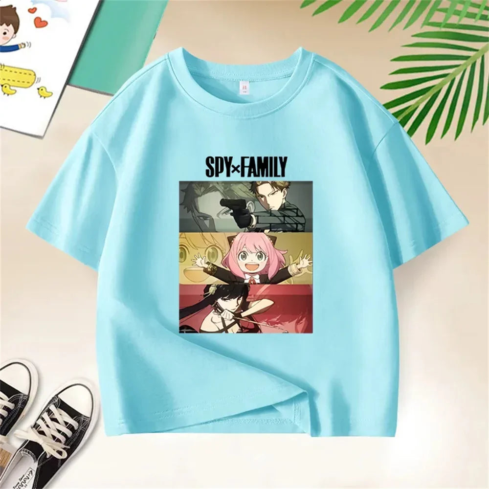 Kids Tshirt Girls Boys Summer Spy X Family Anya Tops Cartoon Printed Casual Short Sleeve Kids Baby T-shirt Children Clothes