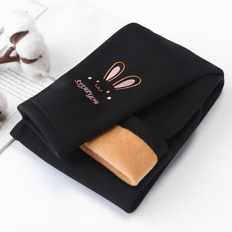 Girls Leggings Autumn Winter Thick Warm Plus Cute Fond Rabbit Children Kids Baby Bottom Part Pants