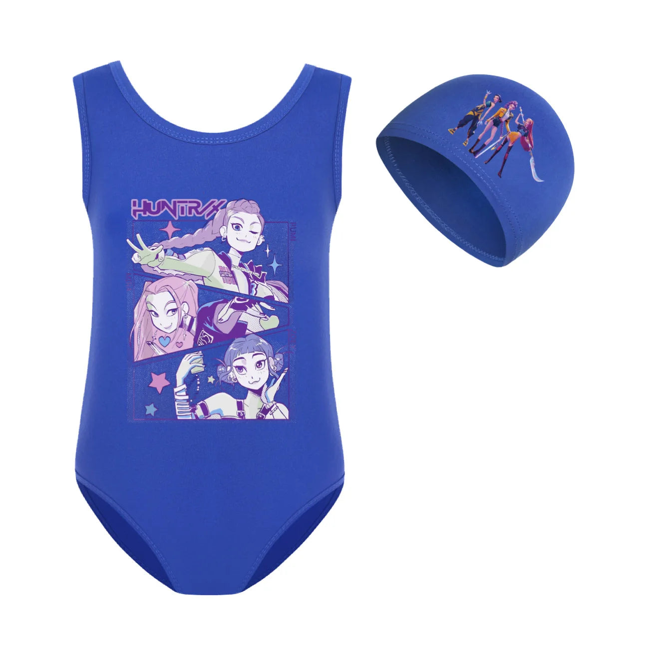 KPop Demon Hunters Huntrix Clothes Kids Swimwear Girls Summer One-Piece Swimsuit Children Sleeveless Swiming Biniki Sets